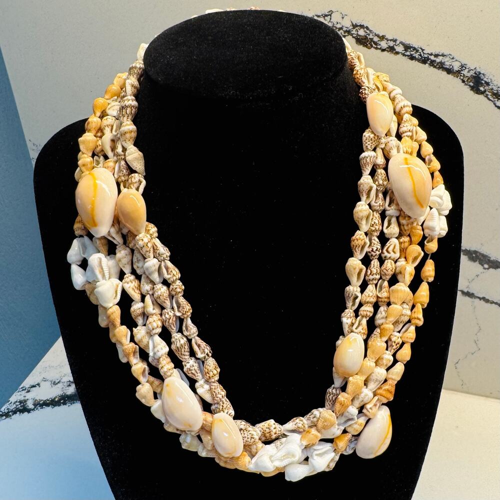 Vintage Real Shell Necklace Set Lot of 3 Coastal Boho Beachy